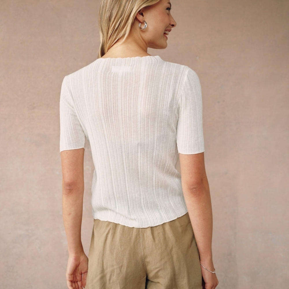 Bella Dahl White Ribbed Top - Picture 4 of 6